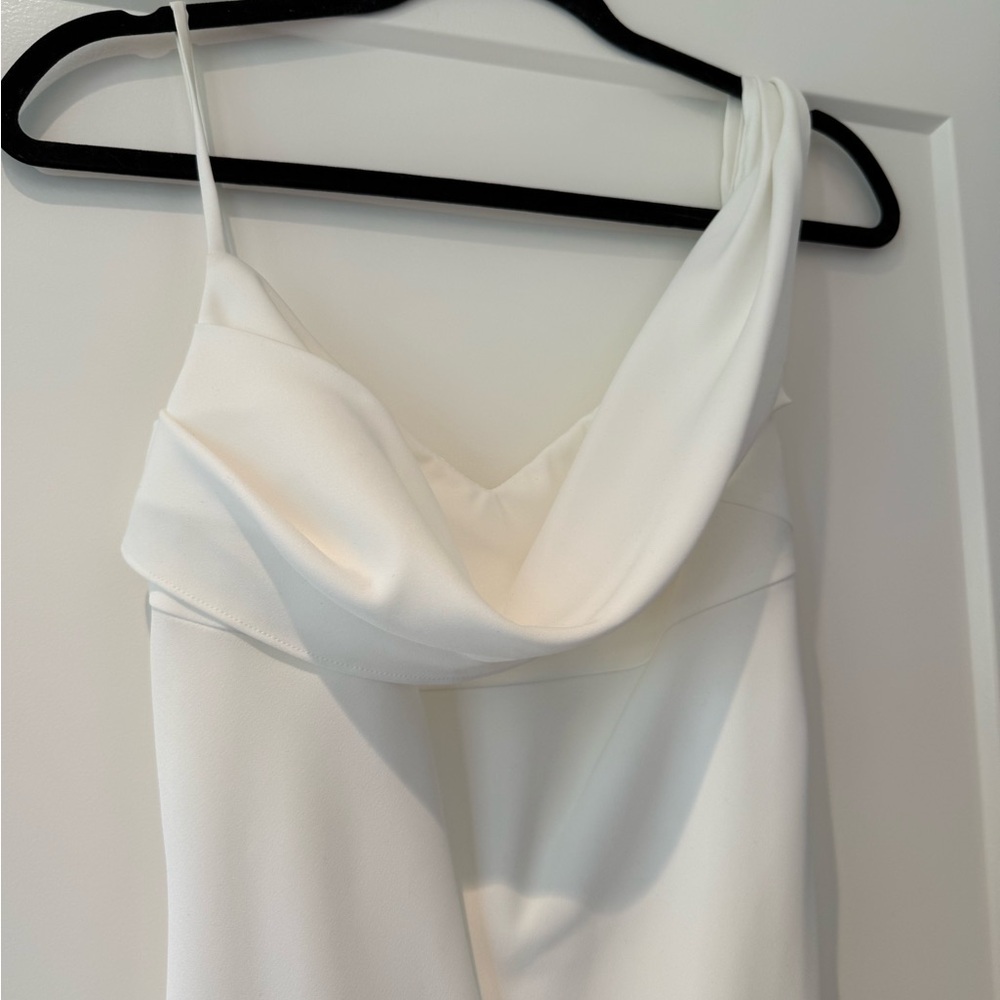 Elegant White Draped Dress